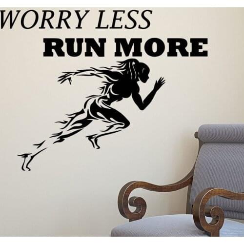 Motivational slogan gym wall stickers removable vinyl customizable slogan fitness running wall stickers