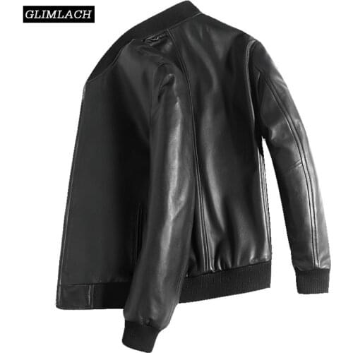 Black Aviation Genuine Leather Jacket Men Sheepskin Real Leather Coats Large Size Pilot Bomber Jacket Slim Fit Veste Cuir Homme
