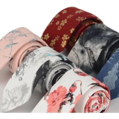 Chinese Style Men Ties 7cm Cotton And Linen Ink Painting Gravata College Graduation Party Mens Fashion Printed Tie