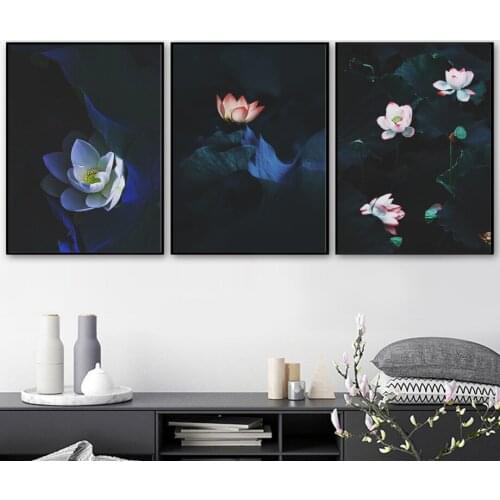 Colorful Lotus Flower Wall Art Canvas Painting Nordic Posters And Prints Canvas Pictures For Living Room Bedroom Decor