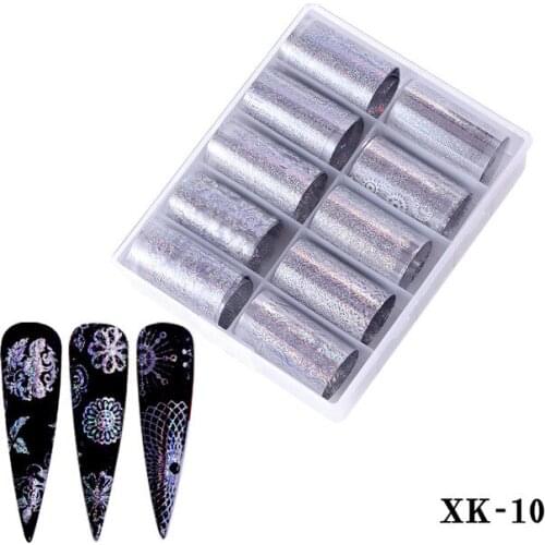 New 10Pcs/set 4cm*120cm Colorful Laser Nail Sticker Set Nails Art Supplies Transfer Starry Sky Paper Sticker Tool Hot Sale