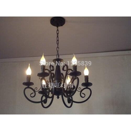 Pastoral special lighting Multiple Chandelier iron candle restaurant American lamps bedroom lamps lighting
