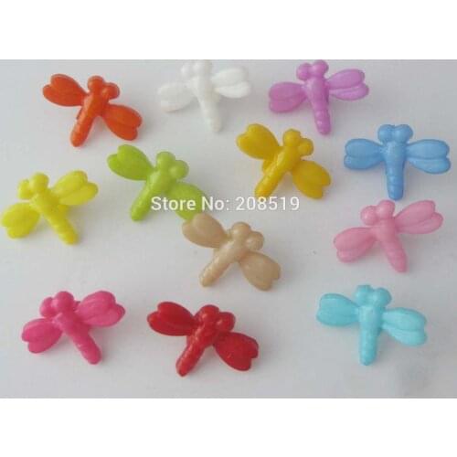 NBNVAG Dragonfly shape shank Buttons assorted colors 150 pieces randomly colorful plastic buttons for children