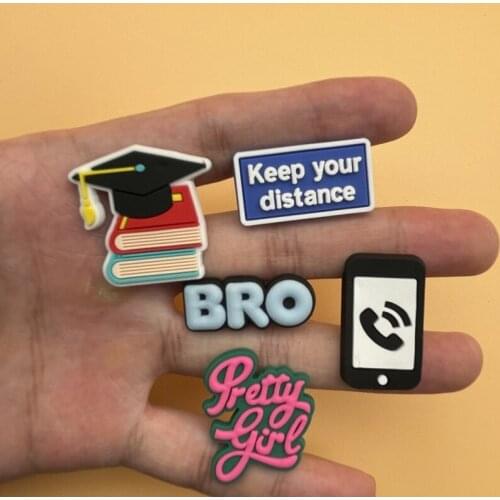 Single Sale 1Pcs Funny Sentence Shoes Decoration Shoe Buckle Accessories Jibz For Croc Charms Bracelets Kids Gifts 15P-11L-2