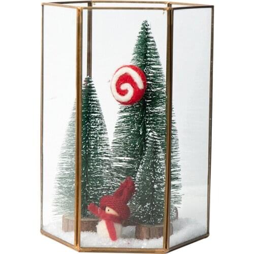 Christmas Decorations Home Vase Jar Bottle Garden Ornament Decoration Tree Diy Kit Dollhouse House Terrarium Geometric Glass