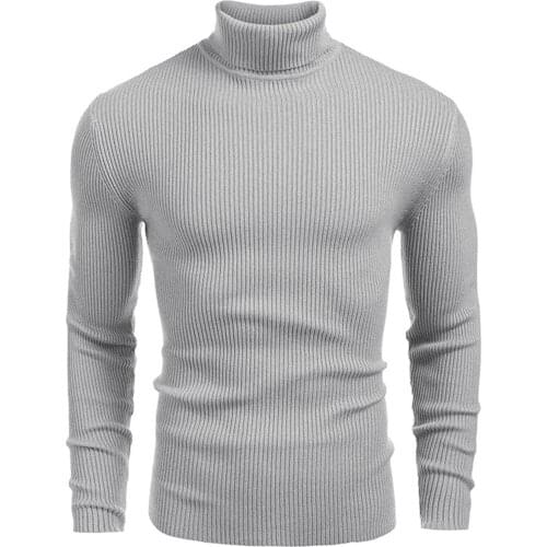 IMCUTE Mens Handsome Turtleneck Knitted Sweater Fashion Temperament Autumn/Winter Long Sleeve Pullover Casual Slim Warm Sweater