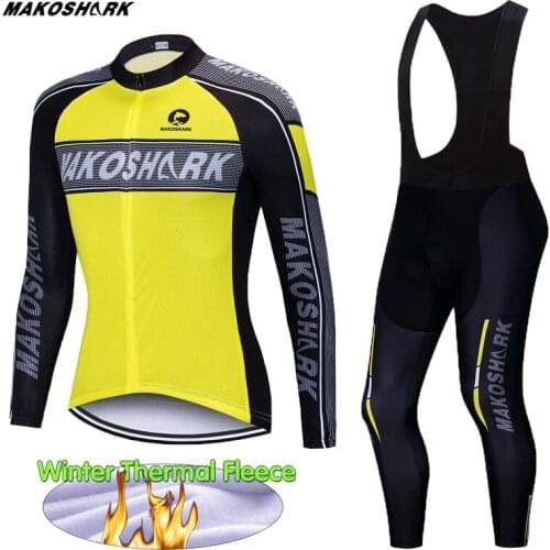 High Quality Long Sleeve Winter Thermal Fleece Cycling Clothing Set Pro Cycling Kits Mens Bike Set Cycling Jersey Set GEL Pad