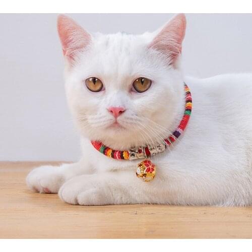 Japanese Style Cartoon Shiba Inu/Lucky Cat/Flower Print Pet Collars Pet Fashion Accessories Dog Cat Bell Collar Pet Supplies