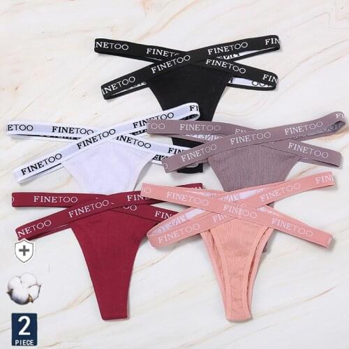 2Pcs/Set Cross Strap Women Cotton Panties Sexy Letter Belt G-string Hollow Out Low Waist Underwear Girls Breathable Lingerie New