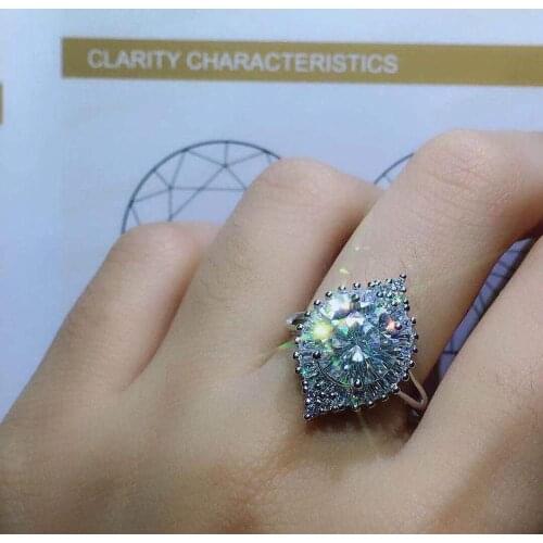 Luxury Female Rings S92 5 Dazzling Crystal Zircon Fashion Fine Jewelry For Women Cute Bridal Geometric Wedding Statement Gift