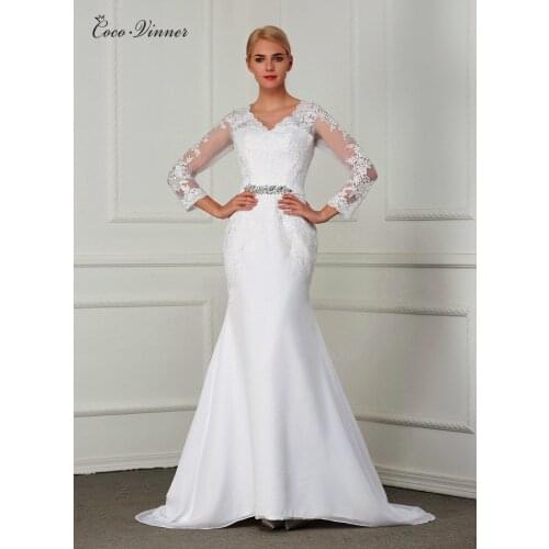 Crystal Sash Casamento Embroidery Court Train Wedding Gowns Long Sleeve Illusion Plus Size Mermaid Wedding Dress W0148