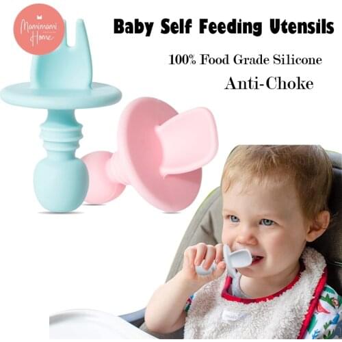 1/2set Silicone Spoon Food Grade Silicone Rodent Baby Feeding Spoon Multicolor Boy Girl Toddler Feeding Tableware Kids Product