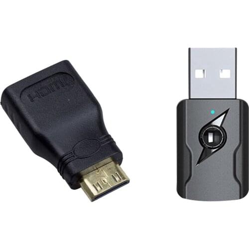 1 Pcs Mini HDMI Port to a Standard HDMI Cable Adapter & 1 Set USB Bluetooth 5.0 Wireless Transmitter Receiver
