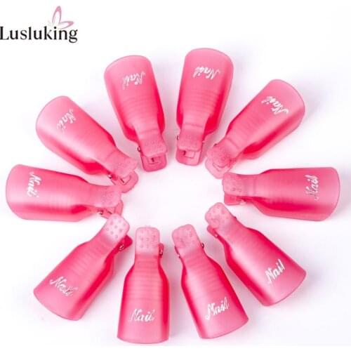 10pcs Random Color Plastic Soak Off Wrap Clip Cap Wearable Nail Art Polish Remover Cleaner Finger UV Gel Acrylic Manicure Tools