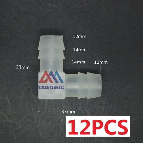 12 pieces 12mm Elbow equant Connector Equal Tube Joiner Material PP Plastic Fitting Fish Tank Airline Aquarium