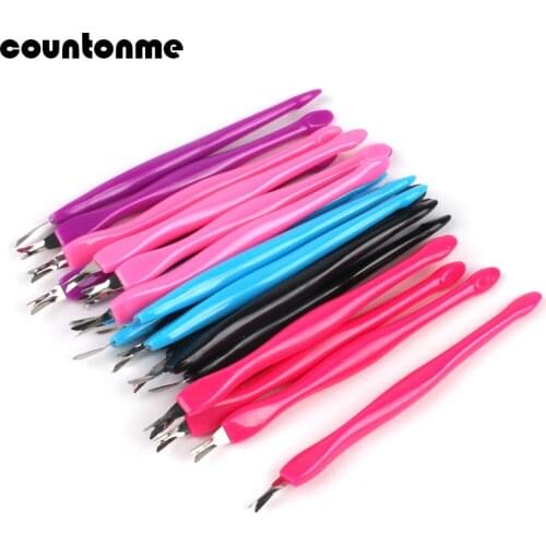 200Pcs/Lot Stainless Steel Cuticle Pusher Fork Dead Skin Remover Mix Color Manicure Trimmer Removal Pedicure Nail Art Tools
