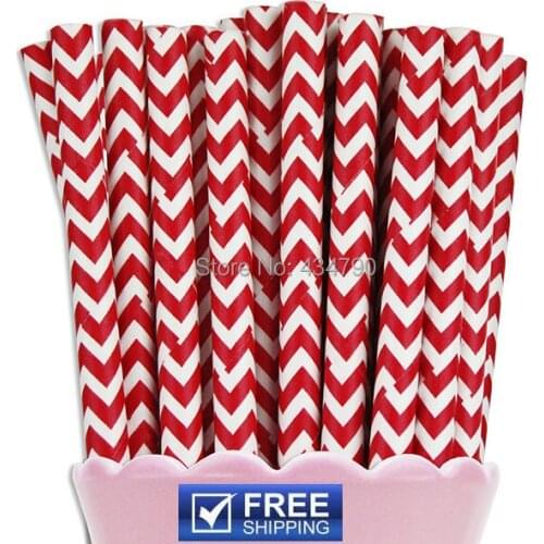 200pcs Red Chevron Christmas Paper Straws,Zig Zag Bridal diy Birthday Party Beverage Candy Bar Circus Vintage Retro Carnival