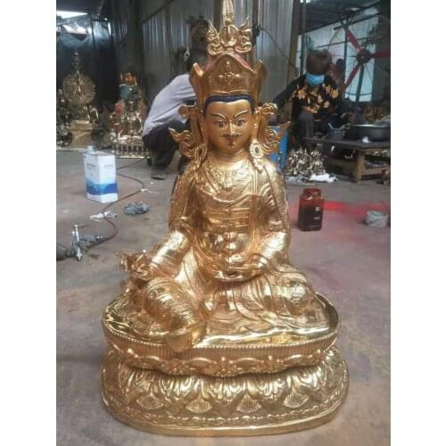 65cm XL HUGE # large HOME Lobby Temple altar GOOD Buddha Protection Vajrayana Gold-plated Guru Padmasambhava Buddha brass statue