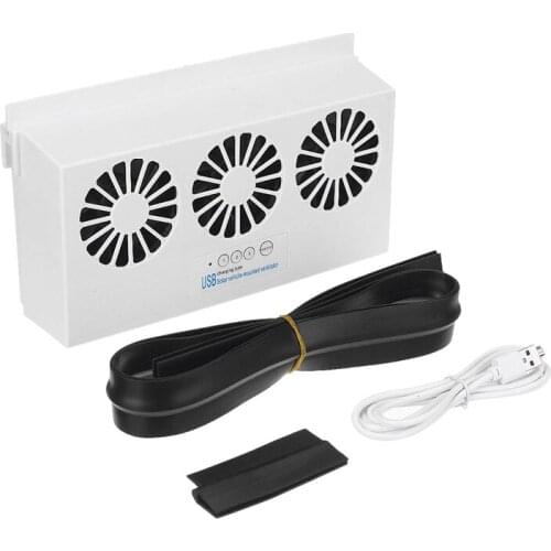 Car Solar Exhaust Fan USB/Solar Dual Charging Air Extractor IP67 Waterproof Solar Panel Powered Fan Cooling Fan White