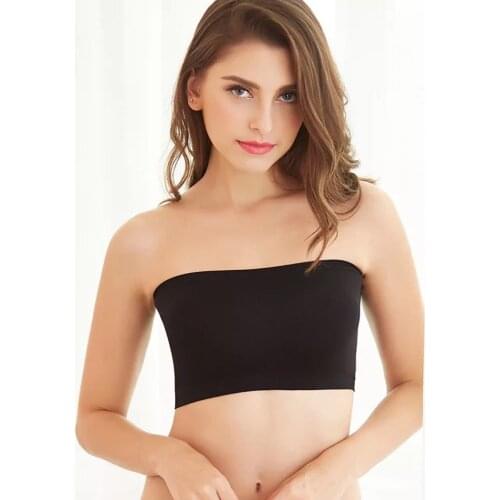 Basic Black/White/Skin Womens Strapless UnPadded Bra Bandeau Tube Top Removable Pads Seamless Crop Colors Bandeau Top