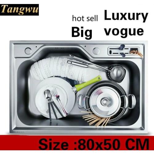 Free shipping Apartment large kitchen single trough sink vogue do the dishes 304 stainless steel hot sell 800x500 MM