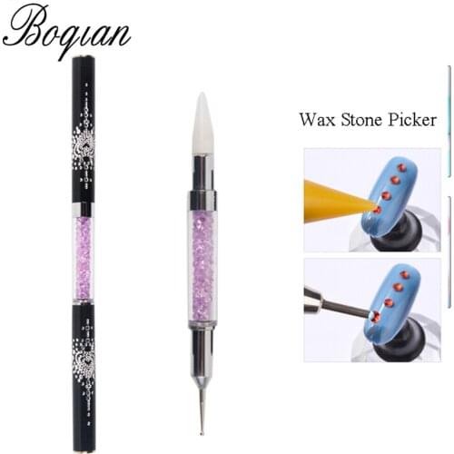 BQAN 1 PCS Wax Steel Dual End Acrylic Handle Nail Dotting Remover Pen for Beads Accessories Adhesive Pick Up Decoration Remove