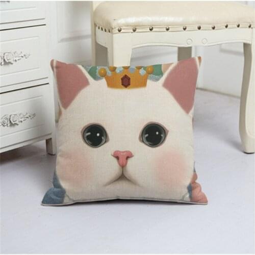 Cartoon White Cat Decorative Pillowcases Print Pillow Cases Linen Cover Home Party Hotel Textile 45cm*45cm