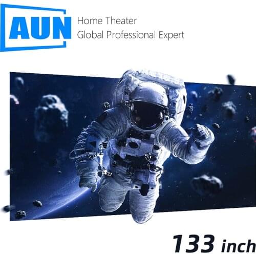 AUN Projector Screen 133/120/100 Inch Foldable Wall Movie Curtain Portable Thicken White Cloth Material Screen for Home Theater