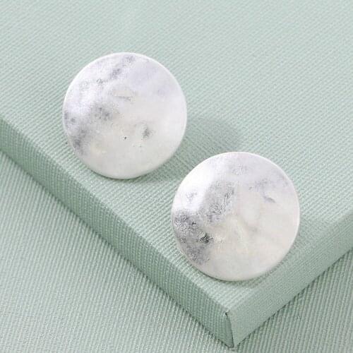 ELEGANCE11 Design Minimalist Golden Clip-on Earring Simple Round Concave Shape Women Stud Earrings for Party Costume Earrings