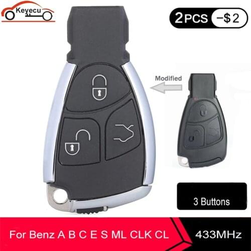 KEYECU 3 Buttons Smart Remote Car Key Fob 433Mhz For Mercedes Benz A B C E S ML CLK CL Class W203 W204 W210 W211 W212