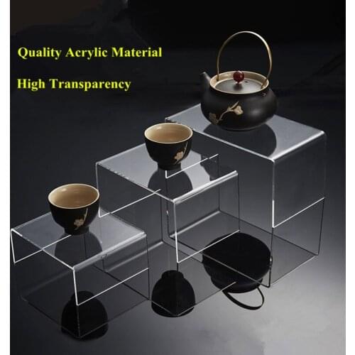 3 Pieces Heavy Duty U Shape Table Clear Acrylic Display Risers Jewelry Display Stand Shelf Showcase Fixtures