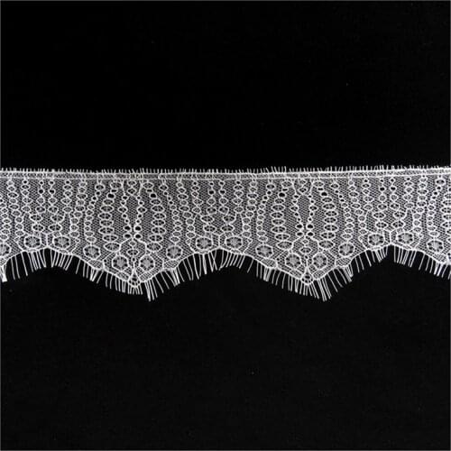 New 3meters White/Black Eyelash lace ribbon circle string balloon underwear lace trims 7.5cm DIY cuff pants african lace fabric
