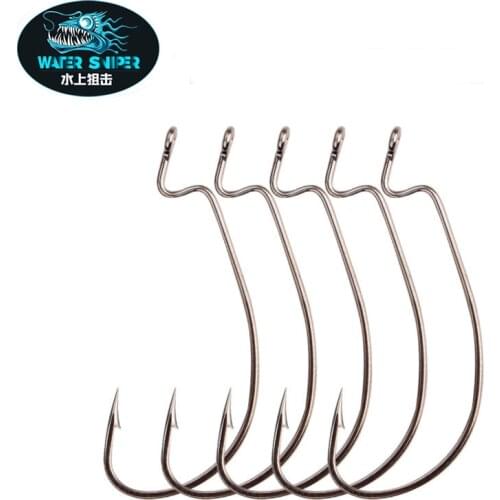 WATER SNIPER Offset Hooks #1 #2 #1/0 Crank Barbed Fishhook For Soft Worm Lure Carbon Steel Fishing Tackle