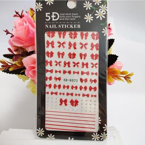 5D Nail Sticker Anaglyph Effect Red Sexy Bow Knot Line Nail Art Decorations Self Adhesive Fashion Manicure Accessories