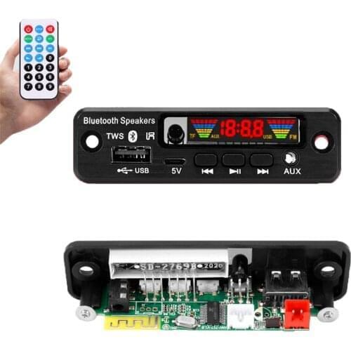 5V Bluetooth 5.0 MP3 Decoder Board Car FM Radio Module Support TF USB AUX LCD Display With Remote Control Wireless Audio Kit