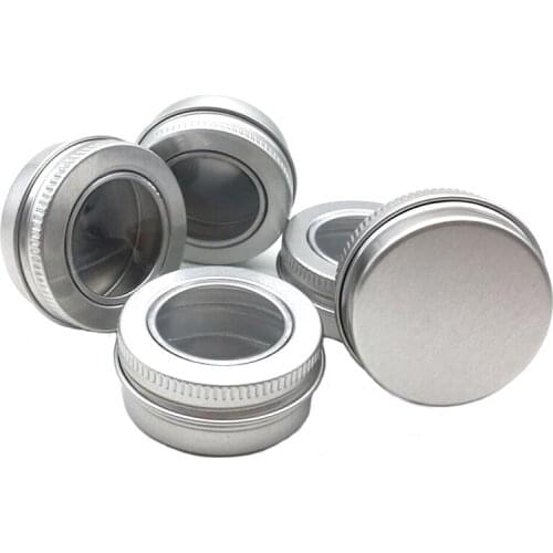 50pcs 15ml Aluminum Jars with clear window Empty Cosmetic Metal aluminum Tin Containers Sample Packaging Cans Box