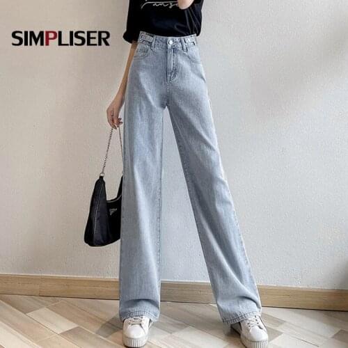 High Waist Casual Wide Leg Jeans Women 2021 Spring New Straight Pants Loose Long Trousers Plus Size Mom Jeans Baggy Boyfriend