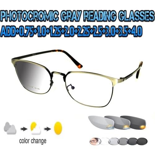 Photochromic Gray Reading Glasses Cats Eyes Large Size Frame Ultralight Trend High Quality Fashion Ladies Women+0.75To+4.0