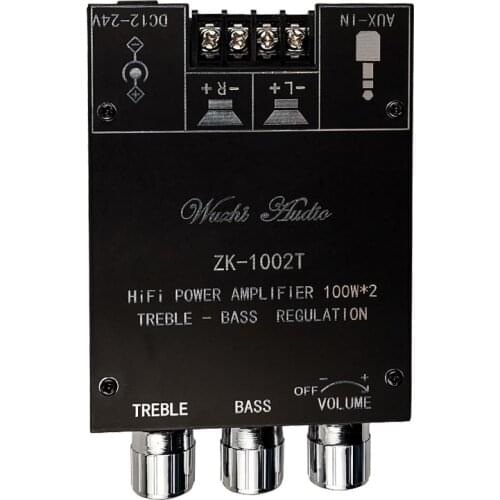 TPA3116D2 Bluetooth 5.0 HIFI 2.0 Channel Power Audio Stereo Amplifier Board 100WX2 50W+50W TREBLE Bass note tuning AMP ZK-1002T