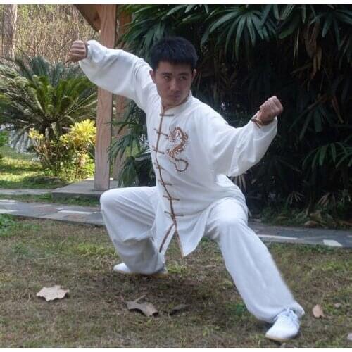 Custom Made Martial Arts Uniform Rayon Cotton Kung Fu Tai Chi Suits Embroidery Dragon