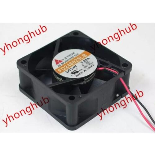 Y.S.TECH FD246025LB DC 24V 0.05A 2-wire 60x60x25mm Server Cooling Fan