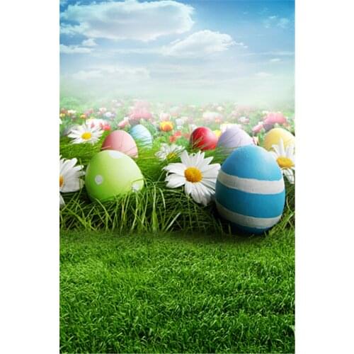 Happy Easter Vinyl Backdrop for Photography Colorful Eggs Cute Rabbits for Kids Photo Background Wood Floor