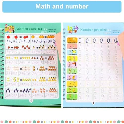 Magic 3D Repeatable Writing Calligraphy Handwriting Copybook Writing Practice book for Kid Calligraphy Number Drawing Math Book