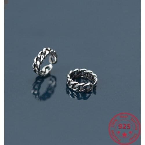 Factory Price 100% 925 Sterling Silver Fashion Minimalism Round Chain Hoop Ear Clip Fine Jewelry for Women Men