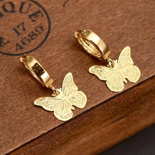 Bangrui Brand gold Luxury Butterfly Charm Earring Fashion Gold Color For Women&Girl Jewelry Gift