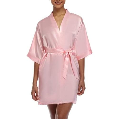New Silk Kimono Robe Bathrobe Women Silk Bridesmaid Robes Sexy Navy Blue Robes Satin Robe Ladies Dressing Gowns
