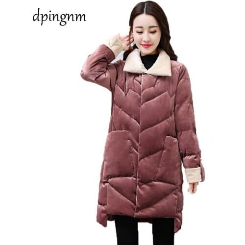 2018 New Autumn Winter Women Cotton Coats Medium Long Wadded Slim Jacket Thermal Warm Parkas Casual Quilt Overcoat
