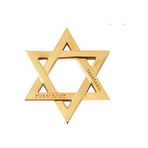 Gold Metal Star of David Jewish Hexagram Auto Emblem Badge Motorcycle Decal Stickers Car Accessories