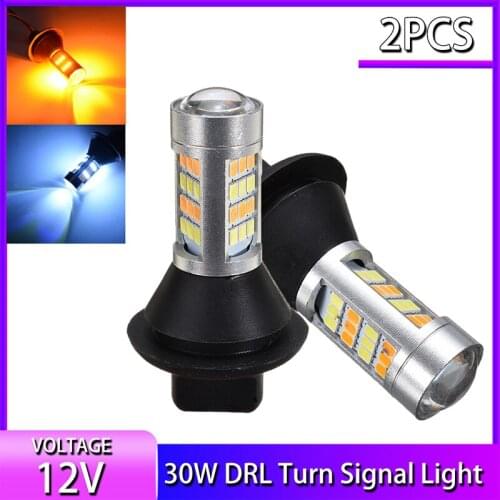 2pcs/set 1156 P21W S25 BA15S 42LED Switchback White DRL Amber Turn Signal Light with Decoders Kit For Car Lighting