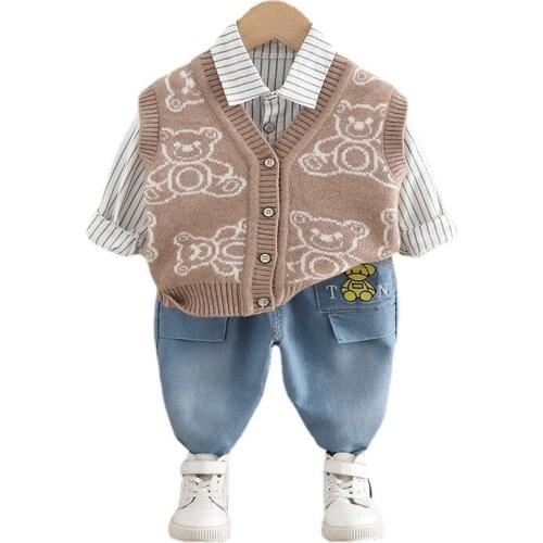New Kids Cartoon Clothing Suit Spring Autumn Baby Cotton Clothes Fashion Children Boys Girls Casual Vest Shirt Shorts 3Pcs/sets